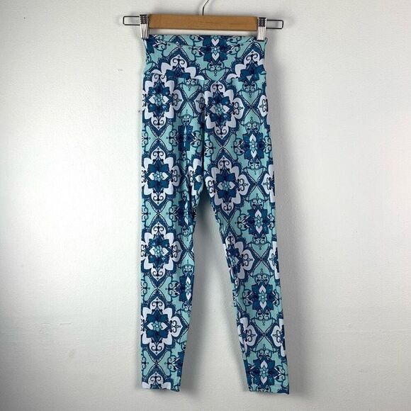 Liquido Yoga Legging floral Medallion‎ Blue Turquoise White - Picture 1 of 4